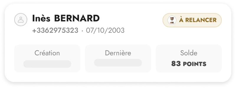 Exemple de client à relancer