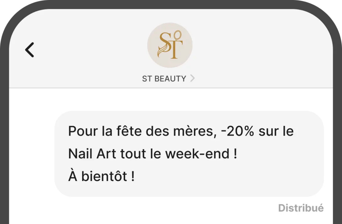 Exemple de campagne SMS envoyée par un institut de beauté