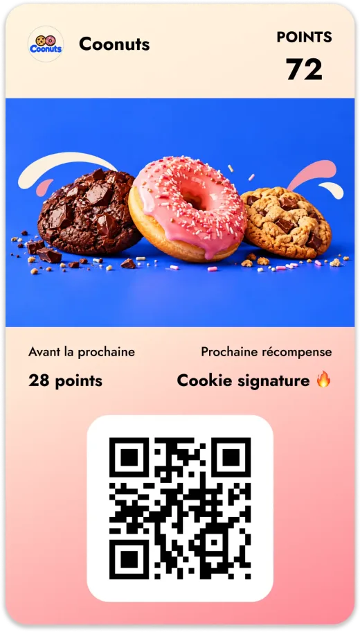 Carte de fidélité digitale Coonuts dans Apple Wallet ou Google Wallet